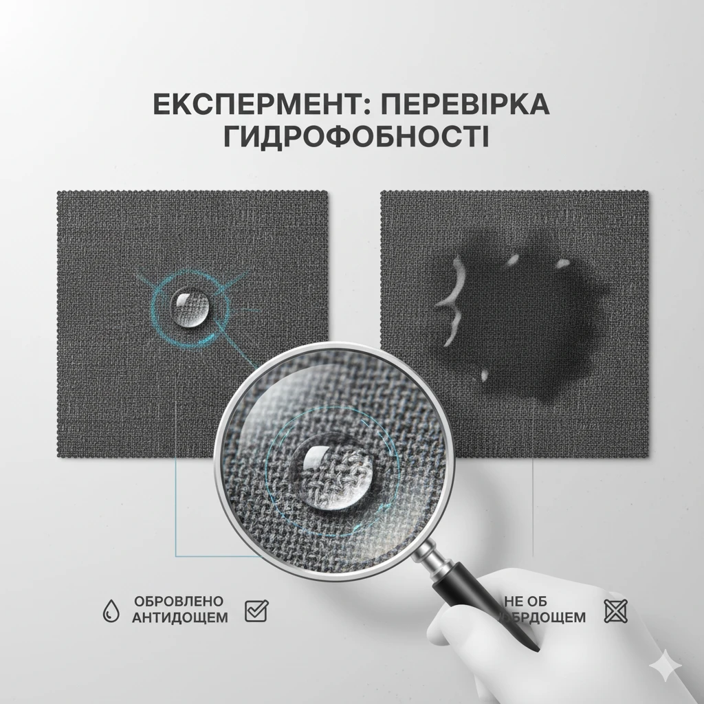 Тест ефективності антидощу: як перевірити, чи працює засіб? Експеримент з водою на обробленій та необробленій поверхні.