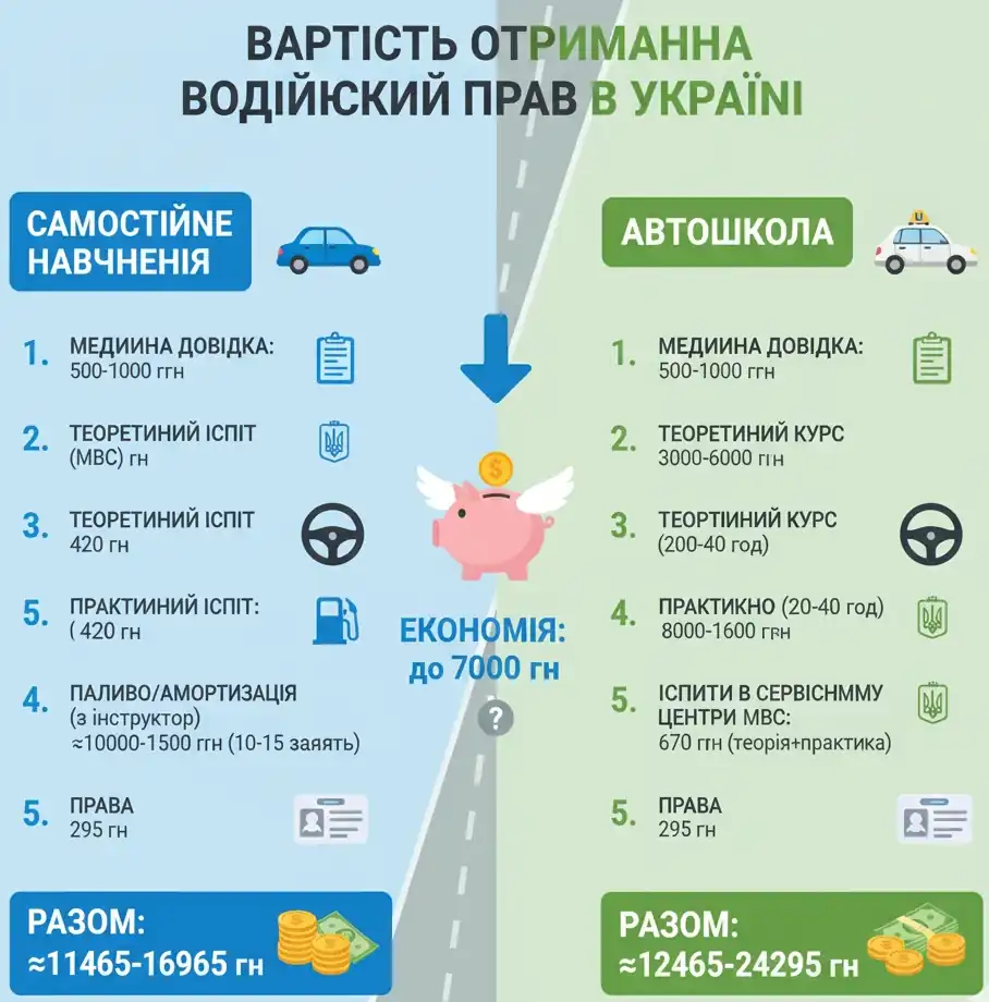 Скільки коштує отримати водійські права без автошколи: порівняння витрат та поради з економії