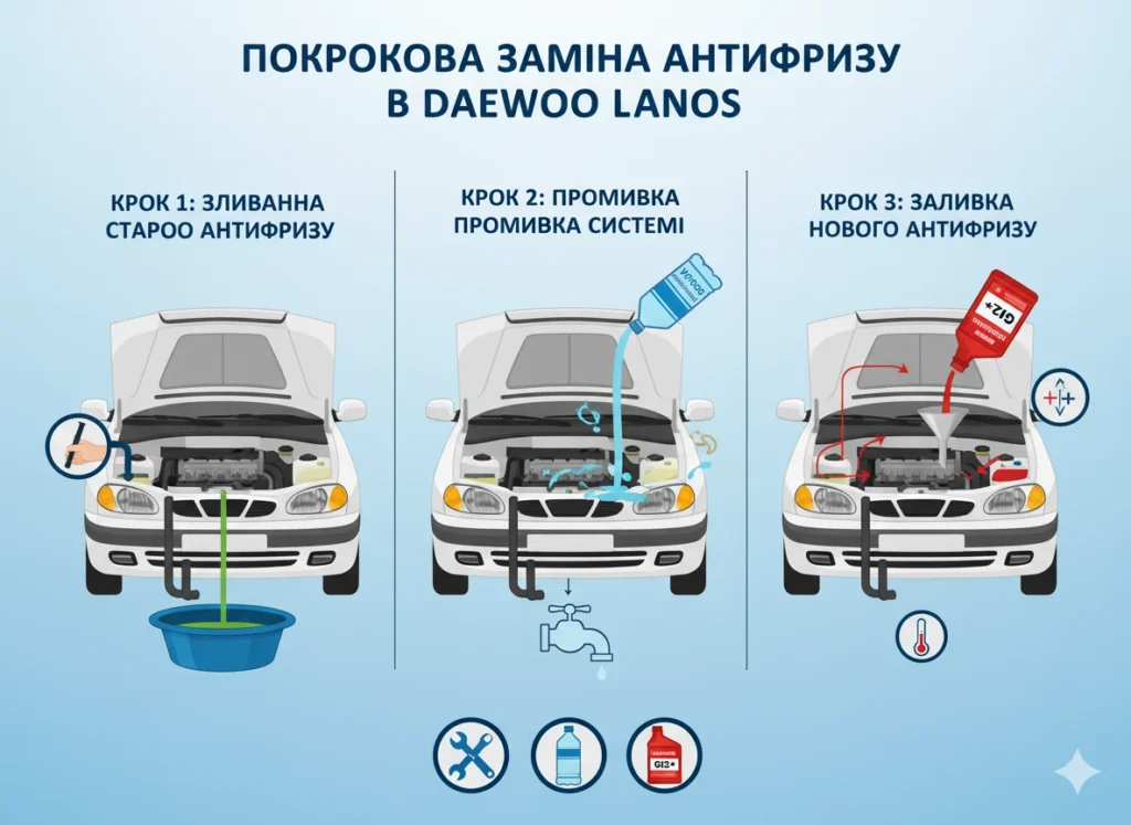 Покрокова інструкція: як правильно замінити антифриз у Daewoo Lanos